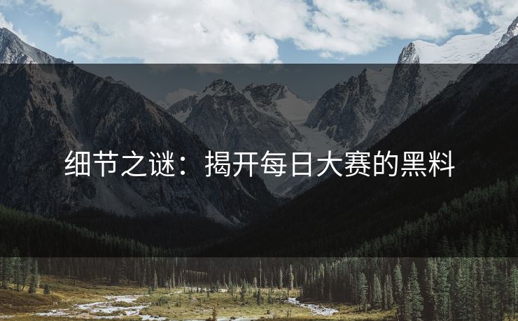 细节之谜:揭开每日大赛的黑料 细节之谜:揭开每日大赛的黑料
